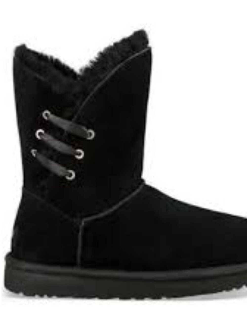 UGG Constantine Black Suede Shearling Mid-Calf Boots Size 8